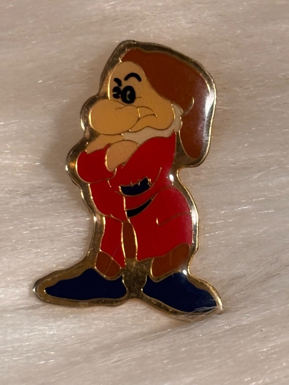 Disney Grumpy Enamel Pin - Red Coat, Blue Shoes, Brown Hat Vintage